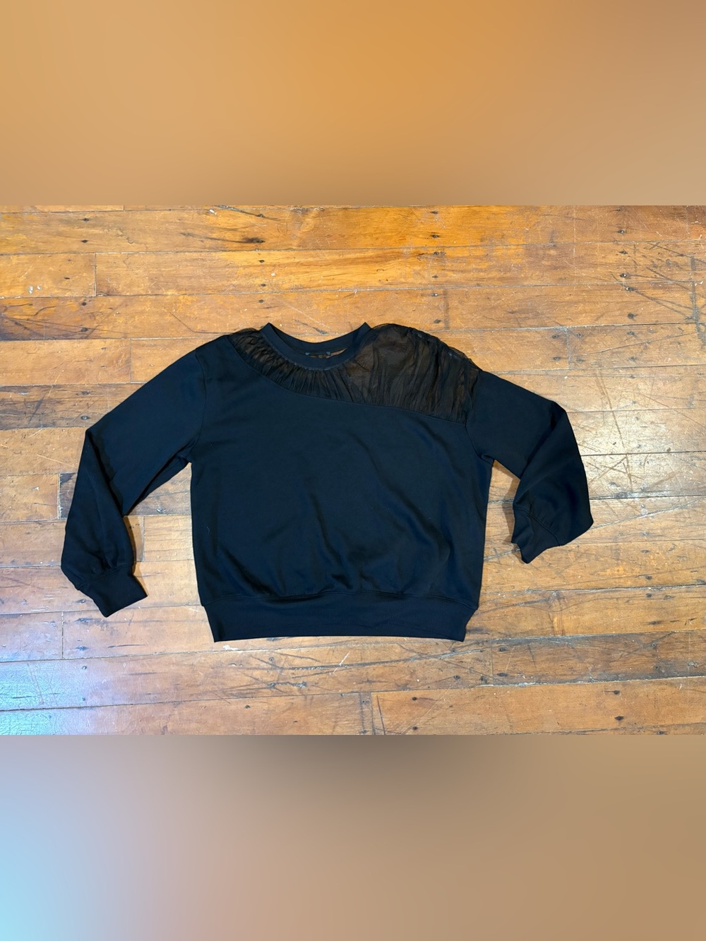 Black Sheer Yoke Sweatshirt